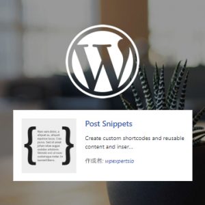 【WP】phpコードをショートコード化できるプラグイン「Post Snippets」